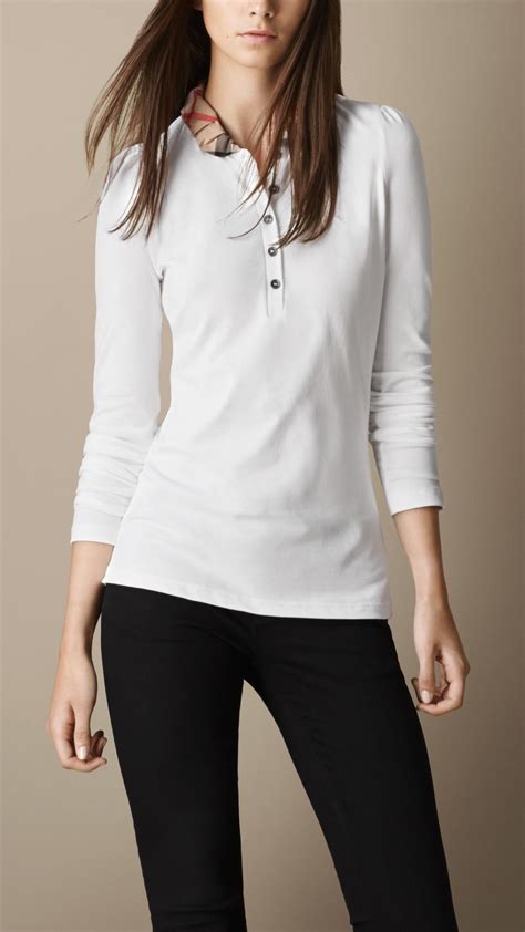 burberry women's long sleeve polo.